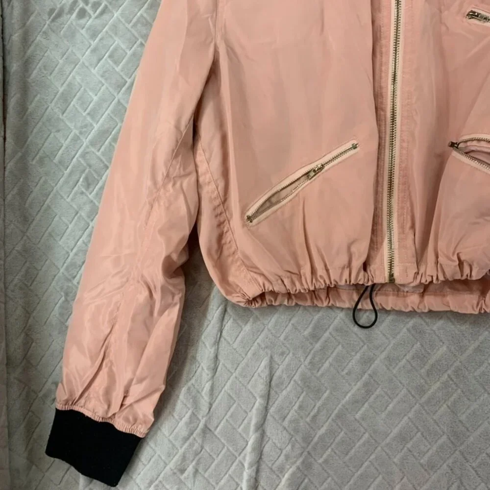 Better Be Womans Large Cropped Jacket Pink Full Zip Adjustable Sandy Grease